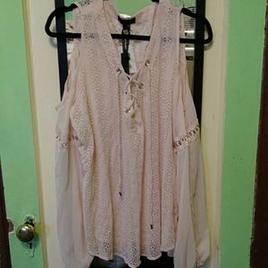 Pink Cold-Shoulder Shirt